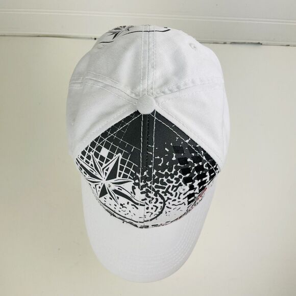 Pure Polaris Racing Compass Grunge White Hat Adjustable Strapback Y2K Streetwear - Picture 6 of 9